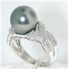 Image 3 : 14K White Gold Diamond & Pearl Ring