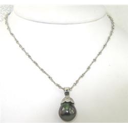 Platinum / 14 White Gold Diamond & Pearl Necklace