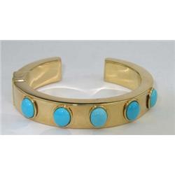 Faraone Mennella 18K Yellow Gold Turquoise Bangle