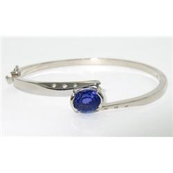 14K White Gold Diamond & Tanzanite Bangle