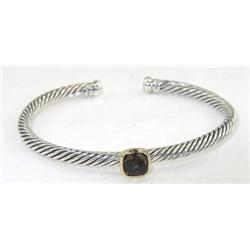 David Yurman Gold / Silver Smoky Topaz Bangle
