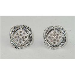 David Yurman Silver Diamond Earrings