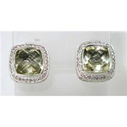 David Yurman Silver Diamond & Lemon citrine Earrings