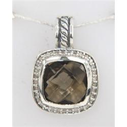 David Yurman Silver Smoky Topaz  & Diamond Pandent