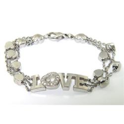 Chopard 18K White Gold, Happy Diamond Love Bracelet