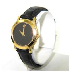 Movado Stainless Steel Leather Strap Watch