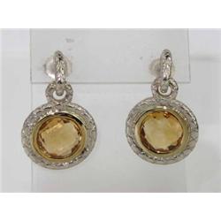 Charles Krypell Gold / Silver Citrine Earrings