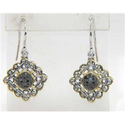 Charles Krypell 14K/18K Gold/Silver Diamond Earrings