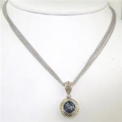 Charles Krypell Silver Blue Quartz Diamond Necklace