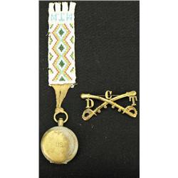 Collection of 2 includes antique brass compass