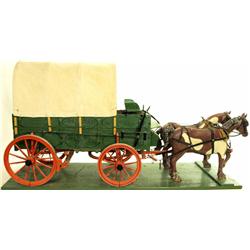 Circa 1940's large wooden covered wagon model