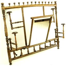 Beautiful oak stick and ball hat rack with mirror
