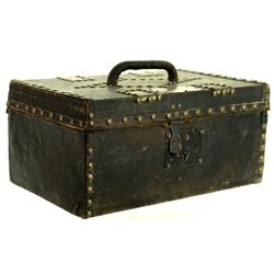 19th Century leather and tacked document box