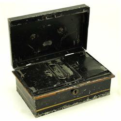 19th C. Japanned tin travel box