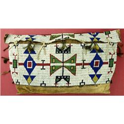 C. 1870-1880 Beaded on Buffalo Hide Teepee Bag