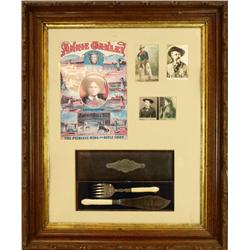 Framed Annie Oakley inscribed serving set