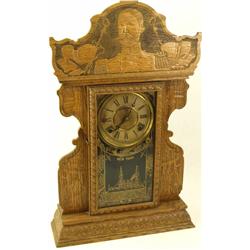 C. 1899 historic Admiral Dewey oak shelf clock