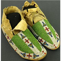 C. 1880-1890's Plains moccasins fully beaded