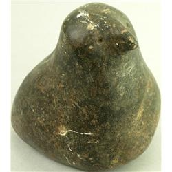 Early native carved green granite bird effigy