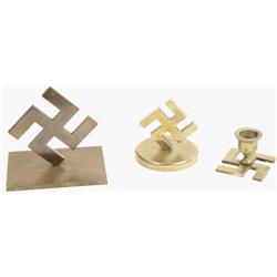 3 piece brass Swastika desk set