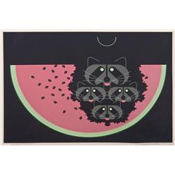 Watermelon Racoons by Charley Harper