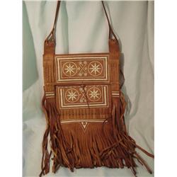 60's leather fringe mail bag