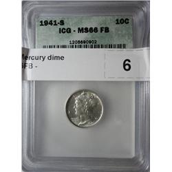 1941S Mercury dime PCGS66FB