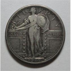1917S T1 Standing Liberty quarter undipped VF