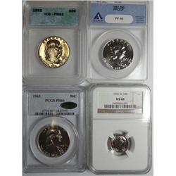 1996W dime NGC68 and 1952 Franklin half $  ICGPR63