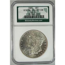 1885 BINION COLLECTION Morgan $  NGC64