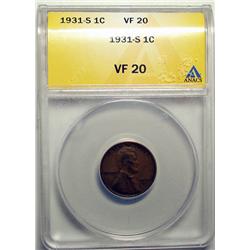 1931S  Lincoln penny ANACS20