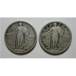 2  1917 T1 Standing Liberty quarter one F/VF  one full VF