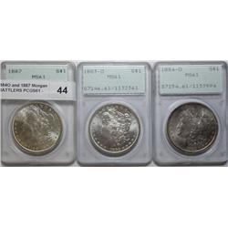 1883O,1884O and 1887 Morgan $  OGH RATTLERS PCGS61
