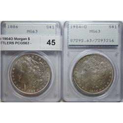 1886 and 1904O Morgan $  OGH RATTLERS PCGS63