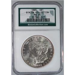 1885 BINION COLLECTION Morgan $  NGC64