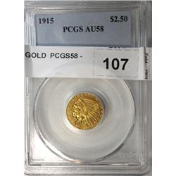 1915 $2 1/2 GOLD  PCGS58