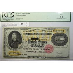 1900  $10,000 GOLD CERTIFICATE  PCGS62--NEW HOLE PUNCH CANCELLED.  A FANTASTICAL