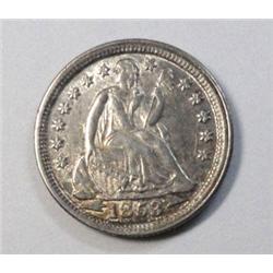 1853 arrows Seated dime  AU