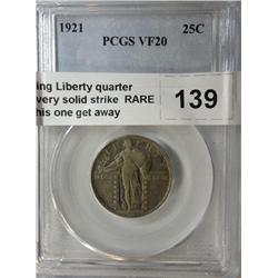 1921 Standing Liberty quarter PCGS20.A very solid strike  RARE