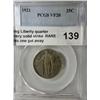 Image 1 : 1921 Standing Liberty quarter PCGS20.A very solid strike  RARE