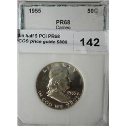 1955 Franklin half $ PCI PR68 CAMEO