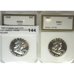 1956 and 1957 Franklin half $ PCI PR68 and 67 CAMEO