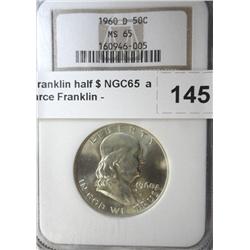 1960D Franklin half $ NGC65  a very scarce Franklin