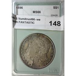 1896 Morgan $ Numitrust66--we grade a 65 with FANTASTIC toning