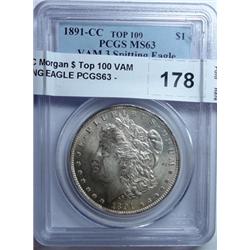 1891CC Morgan $ Top 100 VAM SPITTING EAGLE PCGS63