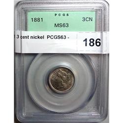 1881 3 cent nickel  PCGS63