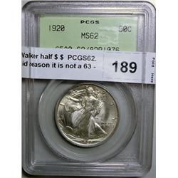 1920 Walker half $ $  PCGS62. No va;id reason it is not a 63