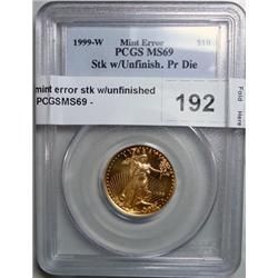 1999W mint error stk w/unfinished PR die  PCGSMS69