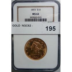 1893 $10 GOLD  NGC62