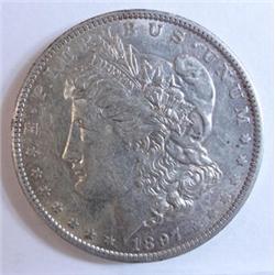 1897O Morgan $  undipped  AU58**VERY UNUSUAL FOR THIS DATE MOST ARE DIPPED OR